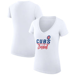 Chicago Cubs G-III 4Her by Carl Banks Women's Super-Slim Fit Lightweight Team Graphic V-Neck T-Shirt - MLB T-shirts