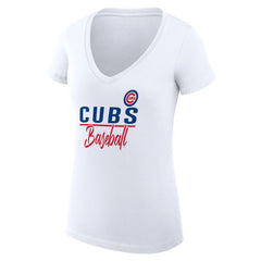 Chicago Cubs G-III 4Her by Carl Banks Women's Super-Slim Fit Lightweight Team Graphic V-Neck T-Shirt - MLB T-shirts