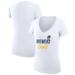 Milwaukee Brewers G-III 4Her by Carl Banks Women's Super-Slim Fit Lightweight Team Graphic V-Neck T-Shirt - MLB T-shirts