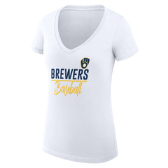 Milwaukee Brewers G-III 4Her by Carl Banks Women's Super-Slim Fit Lightweight Team Graphic V-Neck T-Shirt - MLB T-shirts