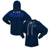 St. Louis Blues Fanatics Women's Jersey Lace-Up V-Neck Long Sleeve Hoodie T-Shirt - NHL T-shirts
