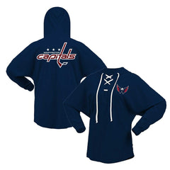 Washington Capitals Fanatics Women's Jersey Lace-Up V-Neck Long Sleeve Hoodie T-Shirt - NHL T-shirts