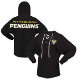Pittsburgh Penguins Fanatics Women's Jersey Lace-Up V-Neck Long Sleeve Hoodie T-Shirt - NHL T-shirts