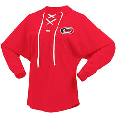 Carolina Hurricanes Fanatics Women's Jersey Lace-Up V-Neck Long Sleeve Hoodie T-Shirt - NHL T-shirts