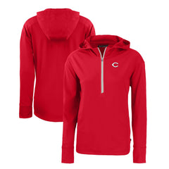 Cincinnati Reds Cutter & Buck Women's Daybreak Eco Recycled Half-Zip Hoodie - MLB Hoodies