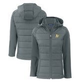Athletics Cutter & Buck Women's Evoke Hybrid Eco Softshell Recycled Full-Zip Hoodie Jacket - MLB Jackets