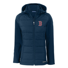 Boston Red Sox Cutter & Buck Women's Evoke Hybrid Eco Softshell Recycled Full-Zip Hoodie Jacket - MLB Jackets