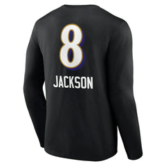 Baltimore Ravens Lamar Jackson Team Wordmark Long Sleeve T-Shirt | NFL Discount