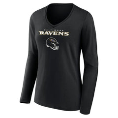 Baltimore Ravens Lamar Jackson Women's Team Wordmark Long Sleeve V-Neck T-Shirt | NFL Outlet