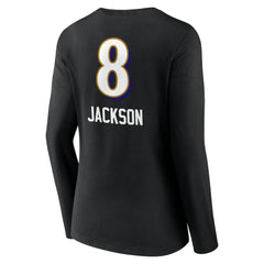 Baltimore Ravens Lamar Jackson Women's Team Wordmark Long Sleeve V-Neck T-Shirt | NFL Outlet