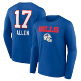 Buffalo Bills Josh Allen Team Wordmark Long Sleeve T-Shirt | NFL Online