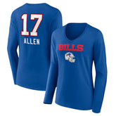 Buffalo Bills Josh Allen Women's Team Wordmark Long Sleeve V-Neck T-Shirt | NFL On sale