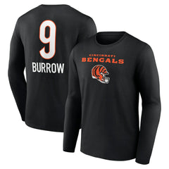 Cincinnati Bengals Joe Burrow Team Wordmark Long Sleeve T-Shirt | NFL Discount