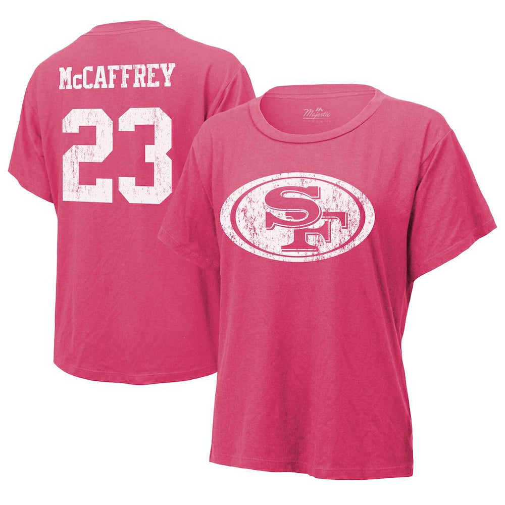 San Francisco 49ers Christian McCaffrey Majestic Threads Women's Name & Number T-Shirt | NFL Online