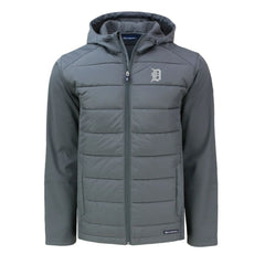 Detroit Tigers Cutter & Buck Big & Tall Evoke Hybrid Eco Softshell Recycled Full-Zip Hoodie - MLB Hoodies