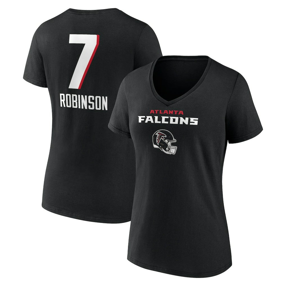 Atlanta Falcons Bijan Robinson Women's Team Wordmark Name & Number V-Neck T-Shirt | NFL Sale