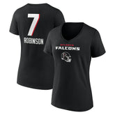 Atlanta Falcons Bijan Robinson Women's Team Wordmark Name & Number V-Neck T-Shirt | NFL Sale