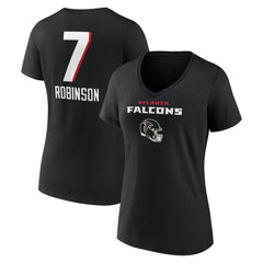 Atlanta Falcons Bijan Robinson Women's Team Wordmark Name & Number V-Neck T-Shirt | NFL Sale