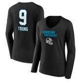 Carolina Panthers Bryce Young Women's Team Wordmark Name & Number Long Sleeve V-Neck T-Shirt | NFL On sale