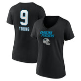 Carolina Panthers Bryce Young Women's Team Wordmark Name & Number V-Neck T-Shirt | NFL Hot