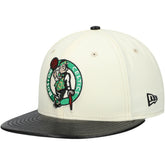 White/Black Boston Celtics Faux Leather Visor Two-Tone 59FIFTY Fitted Hat | NBA