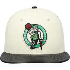 White/Black Boston Celtics Faux Leather Visor Two-Tone 59FIFTY Fitted Hat | NBA