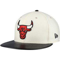 Cream/Black Chicago Bulls Faux Leather Visor Two-Tone 59FIFTY Fitted Hat | NBA