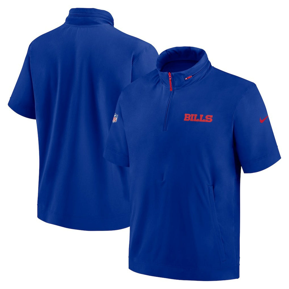 Buffalo Bills 2024 Sideline Coach Short Sleeve Half-Zip Hoodie Jacket | NFL Discount