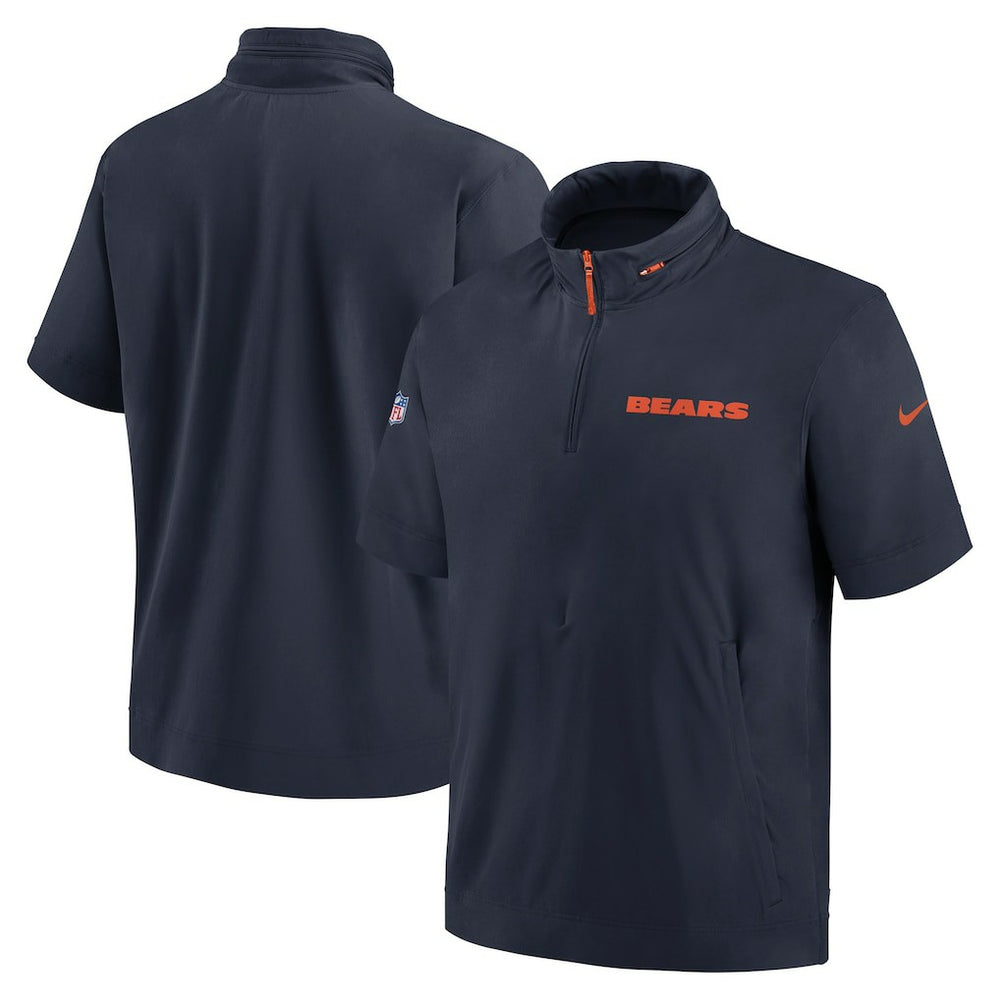 Chicago Bears 2024 Sideline Coach Short Sleeve Half-Zip Hoodie Jacket | NFL New