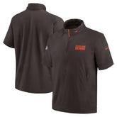 Cleveland Browns 2024 Sideline Coach Short Sleeve Half-Zip Hoodie Jacket | NFL Hot