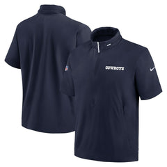 Dallas Cowboys 2024 Sideline Coach Short Sleeve Half-Zip Hoodie Jacket | NFL New