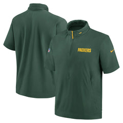 Green Bay Packers 2024 Sideline Coach Short Sleeve Half-Zip Hoodie Jacket | NFL US