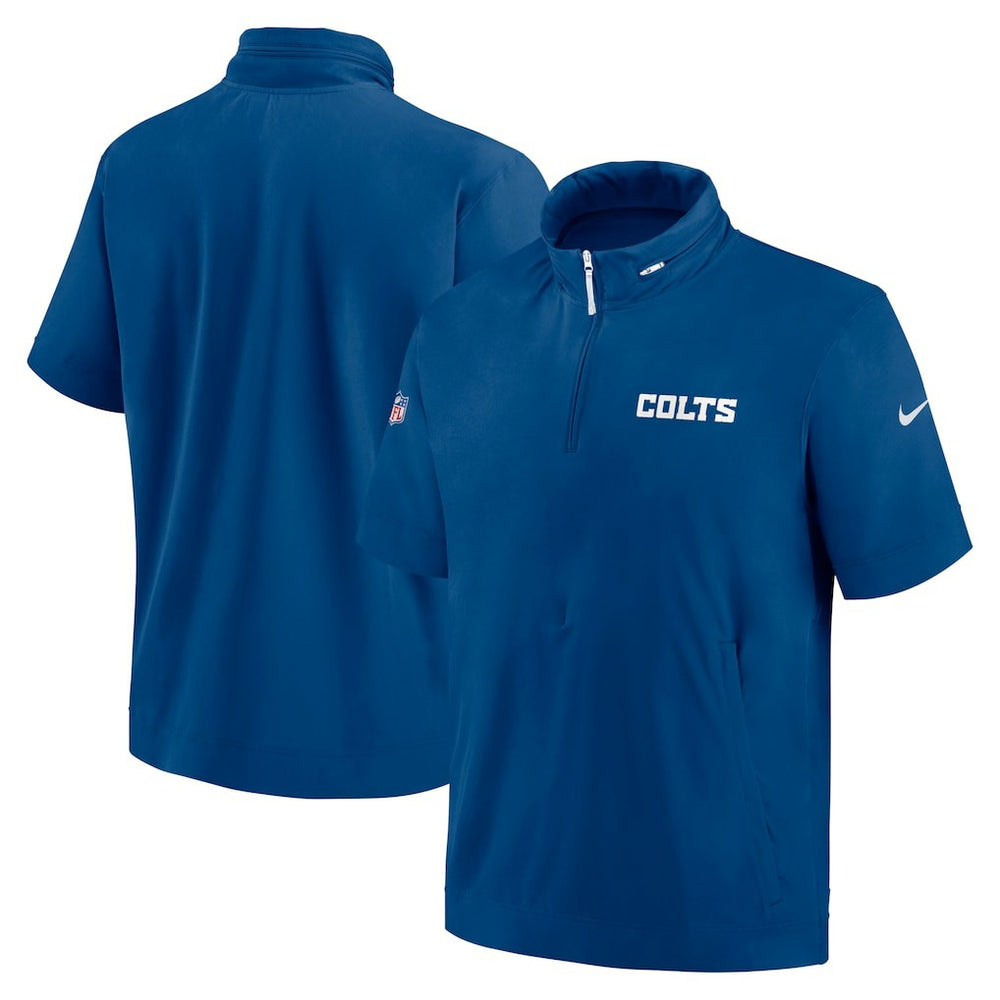 Indianapolis Colts 2024 Sideline Coach Short Sleeve Half-Zip Hoodie Jacket | NFL Discount
