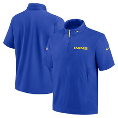 Los Angeles Rams 2024 Sideline Coach Short Sleeve Half-Zip Hoodie Jacket | NFL Outlet