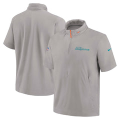 Miami Dolphins 2024 Sideline Coach Short Sleeve Half-Zip Hoodie Jacket | NFL Discount