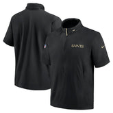 New Orleans Saints 2024 Sideline Coach Short Sleeve Half-Zip Hoodie Jacket | NFL Sale