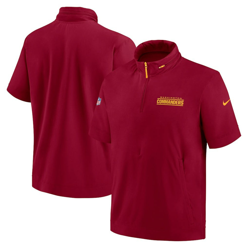 Washington Commanders 2024 Sideline Coach Short Sleeve Half-Zip Hoodie Jacket | NFL Discount