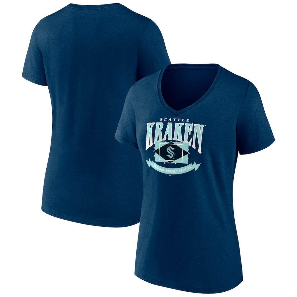 Seattle Kraken Women's Slapshot V-Neck T-Shirt - NHL T-shirts