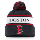 Boston Red Sox Nike Team Stripe Peak Cuffed Knit Hat with Pom - MLB Hats