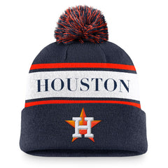 Houston Astros Nike Team Stripe Peak Cuffed Knit Hat with Pom - MLB Hats