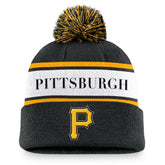 Pittsburgh Pirates Nike Team Stripe Peak Cuffed Knit Hat with Pom - MLB Hats