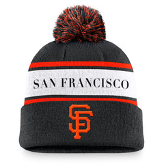 San Francisco Giants Nike Team Stripe Peak Cuffed Knit Hat with Pom - MLB Hats