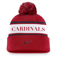 St. Louis Cardinals Nike Team Stripe Peak Cuffed Knit Hat with Pom - MLB Hats