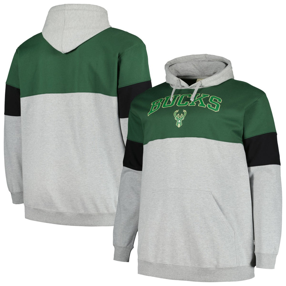 Hunter Green/Black Milwaukee Bucks Big & Tall Pullover Hoodie | NBA