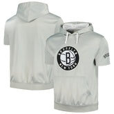 Silver/White Brooklyn Nets Short Sleeve Pullover Hoodie | NBA