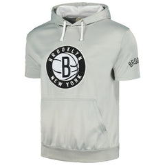 Silver/White Brooklyn Nets Short Sleeve Pullover Hoodie | NBA