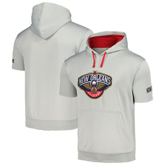 Silver/Red New Orleans Pelicans Short Sleeve Pullover Hoodie | NBA
