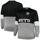 Black/Heather Gray Brooklyn Nets Big & Tall Split Pullover Sweatshirt | NBA