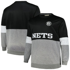 Black/Heather Gray Brooklyn Nets Big & Tall Split Pullover Sweatshirt | NBA