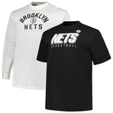 Black/White Brooklyn Nets Big & Tall Short Sleeve & Long Sleeve T-Shirt Set | NBA